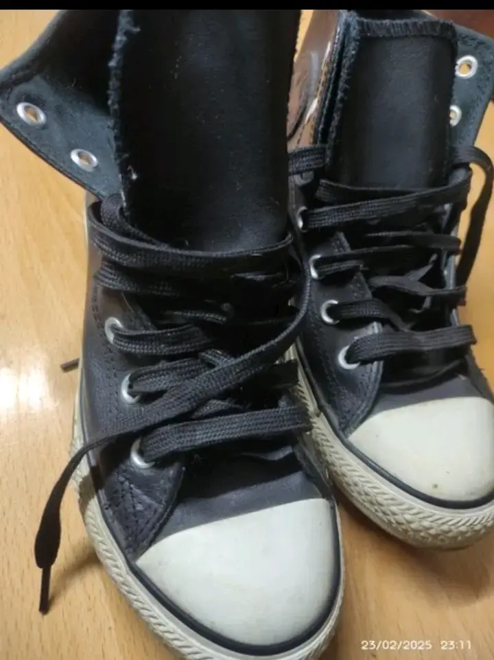 Zapatillas junior de cuero negro - 2