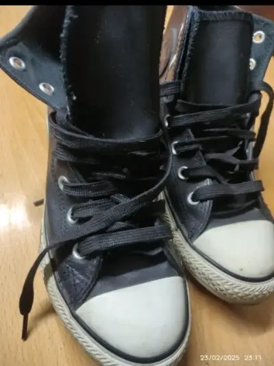 Zapatillas junior de cuero negro - miniatura 2