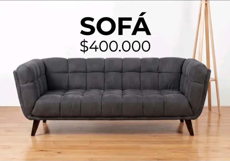 Sofá moderno gris oscuro de tres plazas