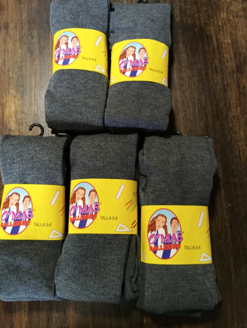 Pack de 5 pantys escolares grises talla 5-6