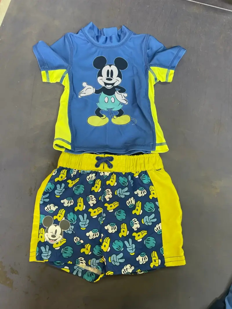 Traje de baño infantil Mickey Mouse azul y amarillo