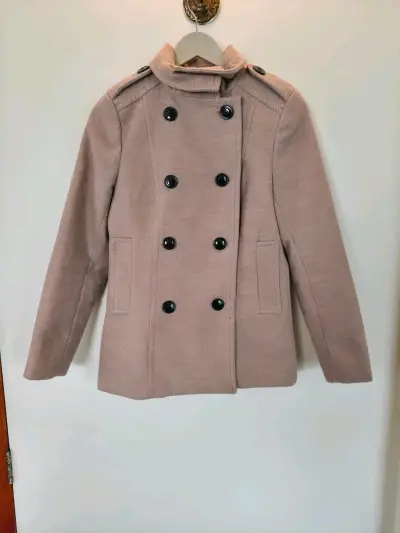 Abrigo beige de lana con doble botonadura - miniatura 1