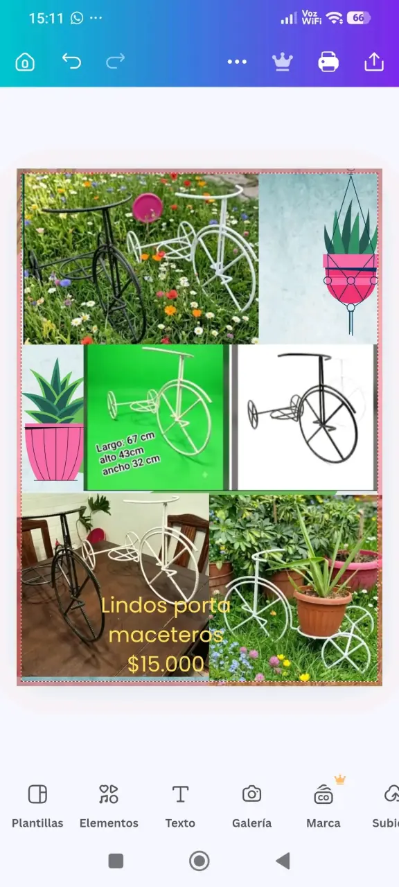 Porta maceteros bicicleta de metal