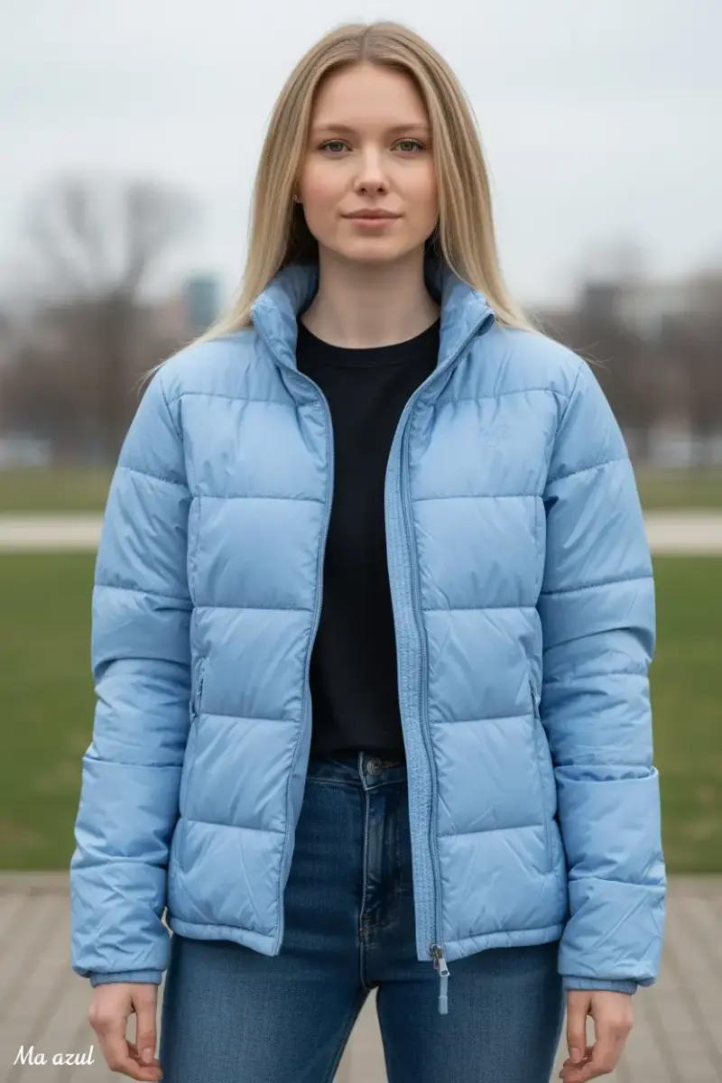 Chaqueta acolchada azul para invierno - 2