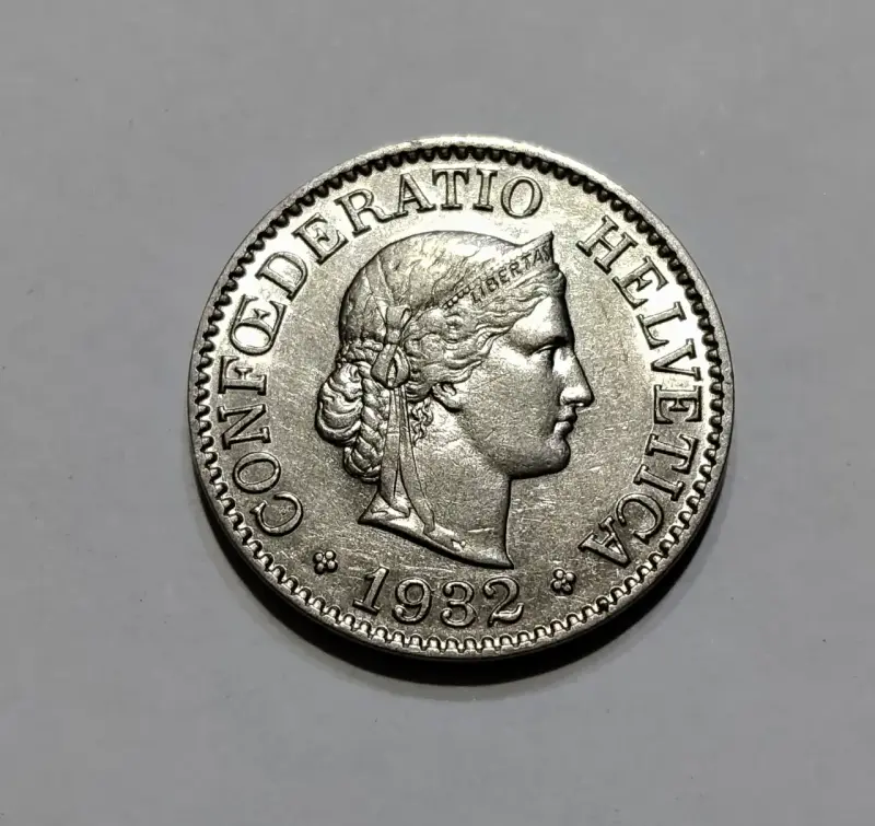 Moneda suiza de nickel 1932 - 1