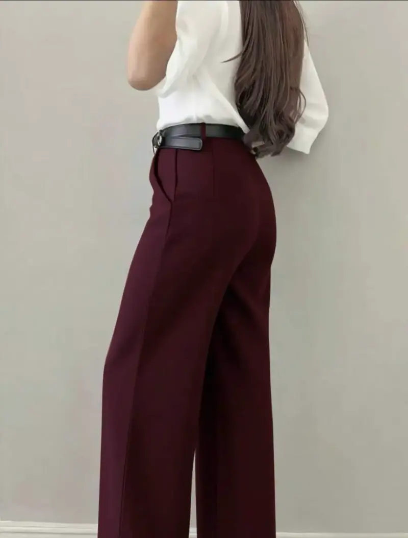 Pantalones de vestir burdeos para mujer - 1