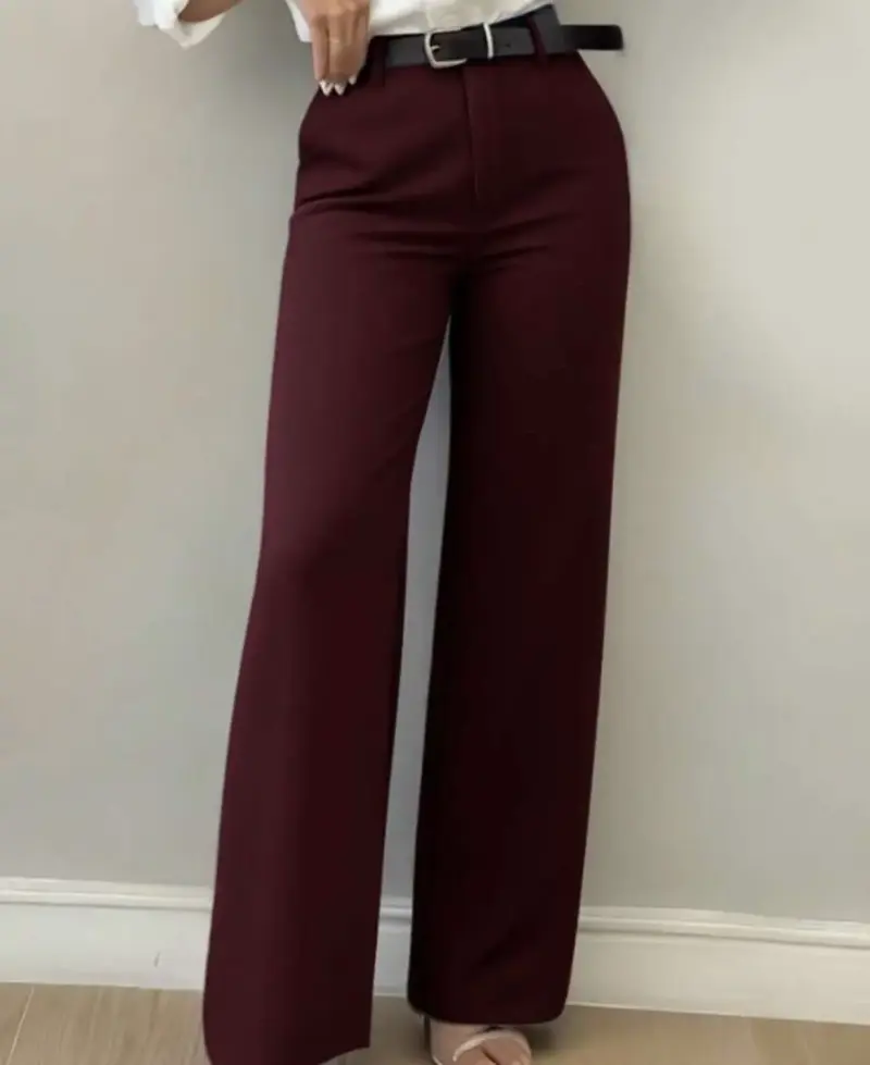 Pantalones de vestir burdeos para mujer - 2