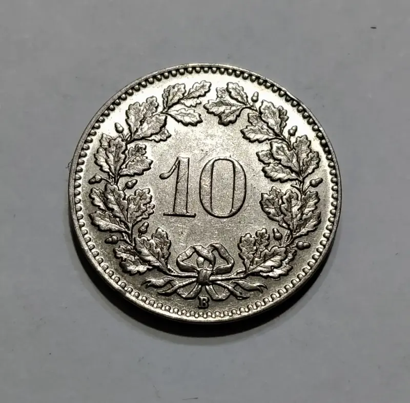 Moneda suiza de 10 Rappen 1933 de Nickel - 2
