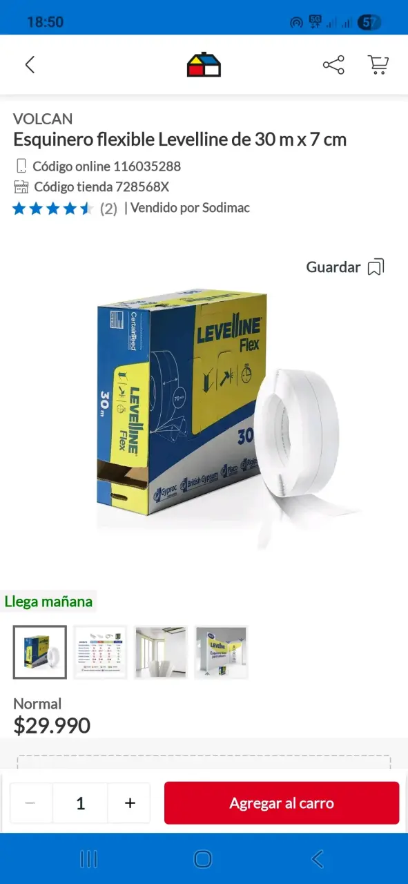 Esquinero flexible Levelline 30m x 7cm - 1