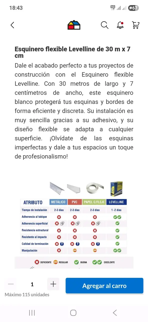 Esquinero flexible Levelline 30m x 7cm - 2