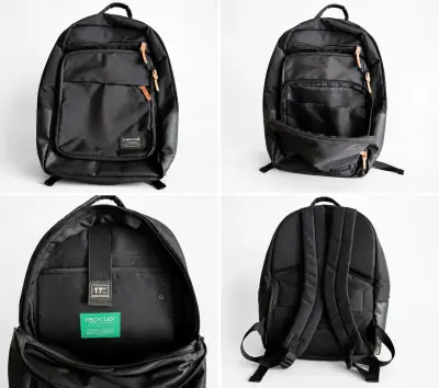 Mochila negra con múltiples compartimentos - miniatura 3