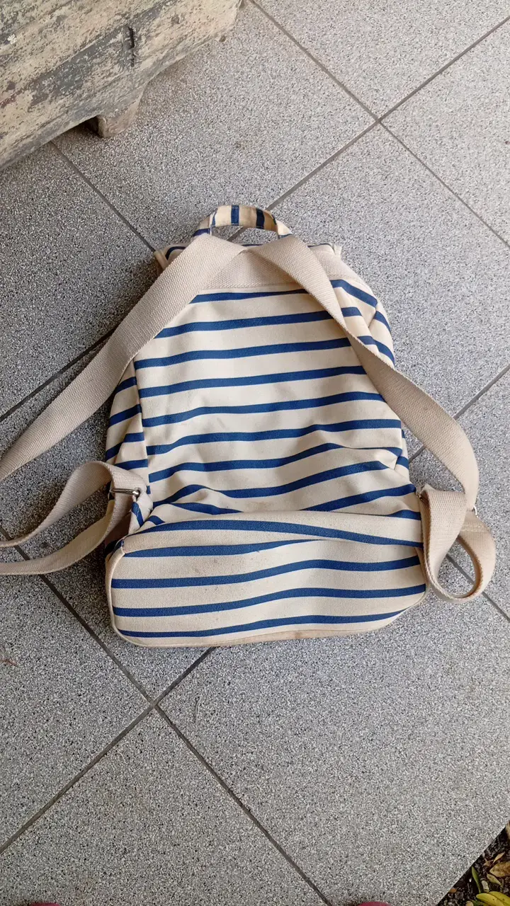 Mochila rayada con hojas tropicales - 2