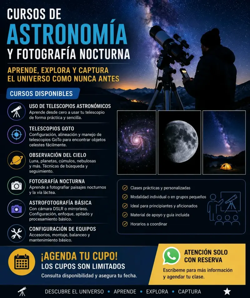 Cursos manejo telescopios yfotografía nocturna