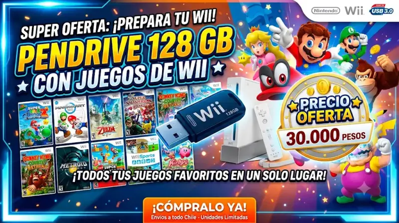 Pendrive 128GB con juegos de Wii