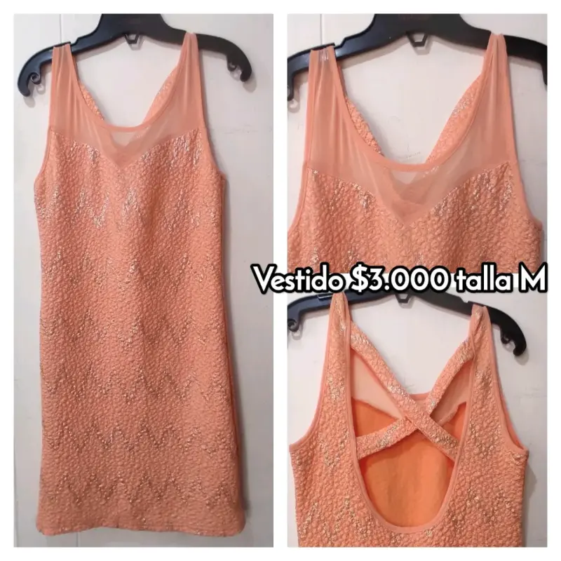 Vestido sin mangas color durazno talla M
