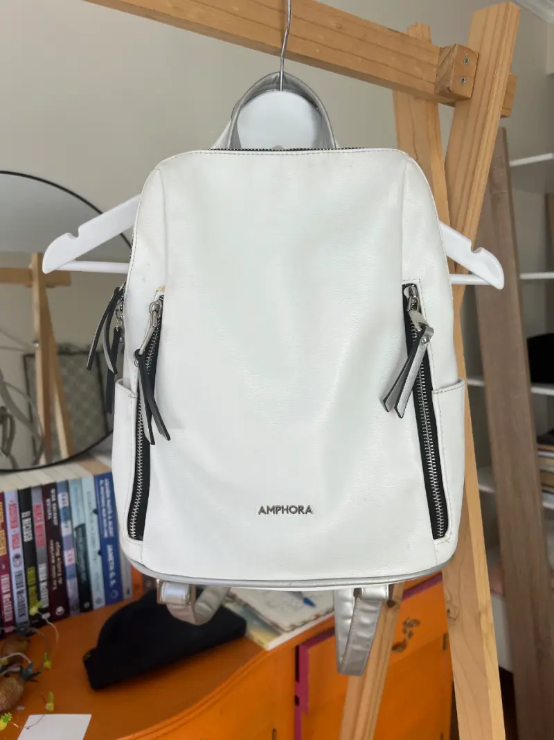 Mochila blanca Amphora con cierres laterales