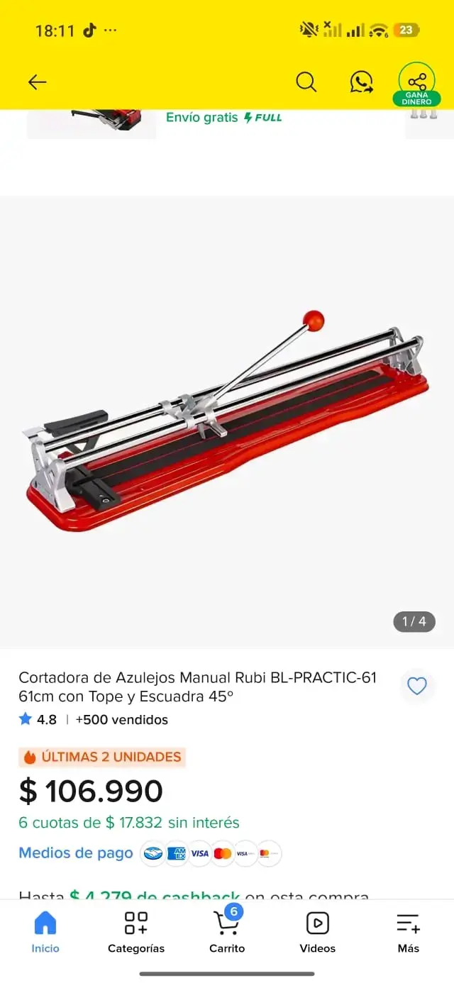 Cortadora de cerámica manual 61 cm, marca rubi - 5