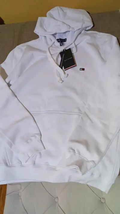 Polerón blanco Tommy Hilfiger con capucha - miniatura 1