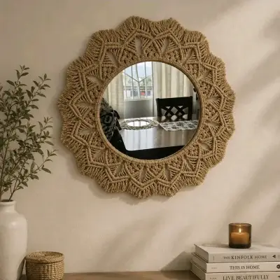 Espejo decorativo de macramé artesanal - miniatura 2