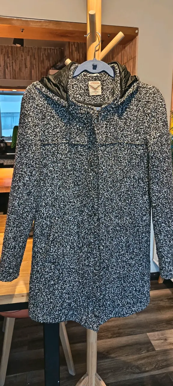 Abrigo Umbrale negro/gris con capucha - 1