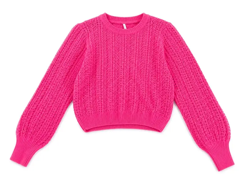 Suéter tejido rosa vibrante para mujer
