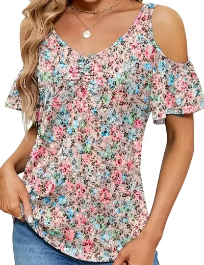 Blusa floral con hombros descubiertos - miniatura 1