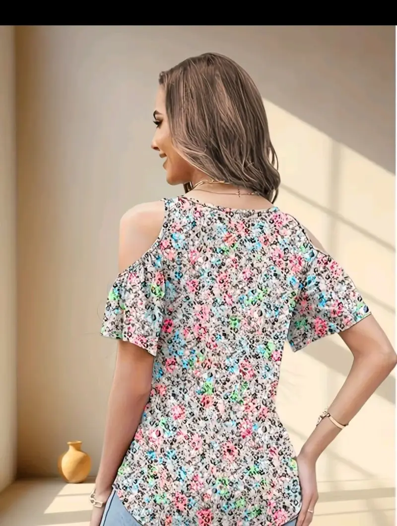 Blusa floral con hombros descubiertos - 2