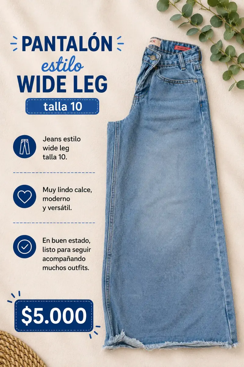 Pantalón wide leg talla 10 en buen estado - 1