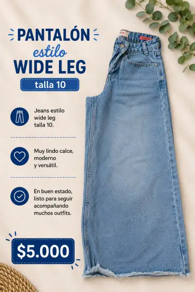 Pantalón wide leg talla 10 en buen estado - miniatura 1