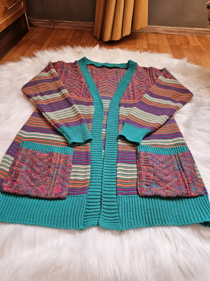 Cardigan de punto multicolor con bolsillos - 2