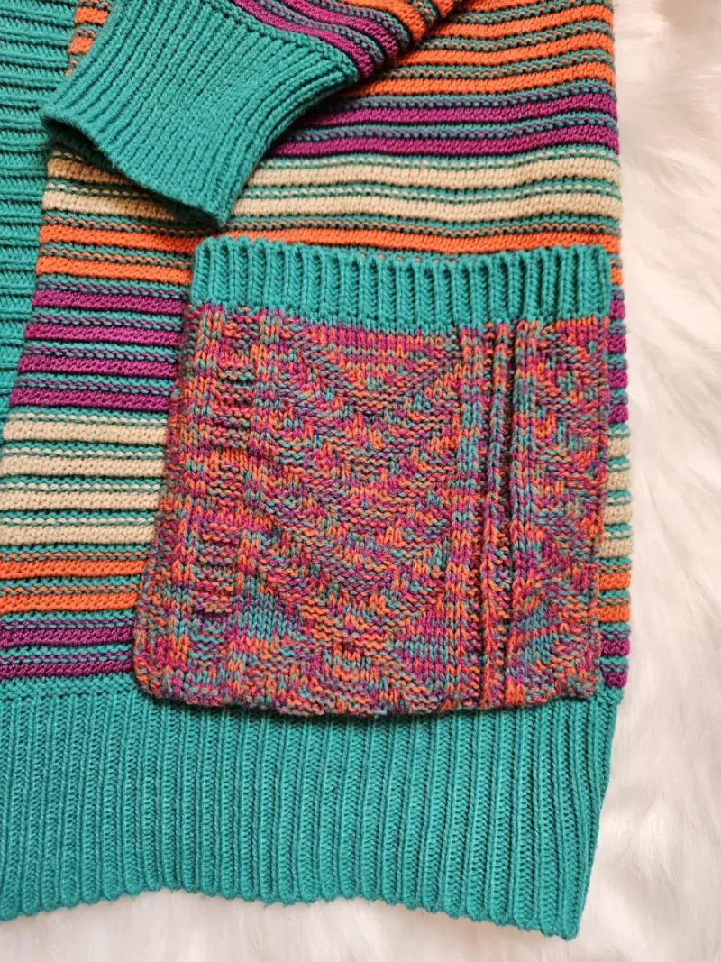 Cardigan de punto multicolor con bolsillos - 3