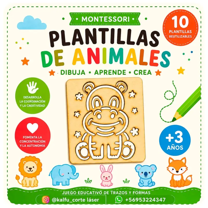 Plantillas Montessori de Animales Reutilizables - 1