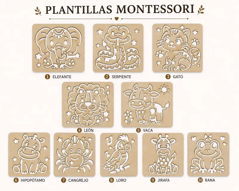 Plantillas Montessori de Animales Reutilizables - 2