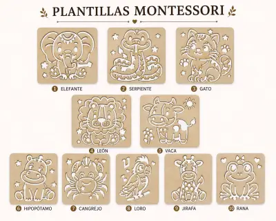 Plantillas Montessori de Animales Reutilizables - miniatura 2