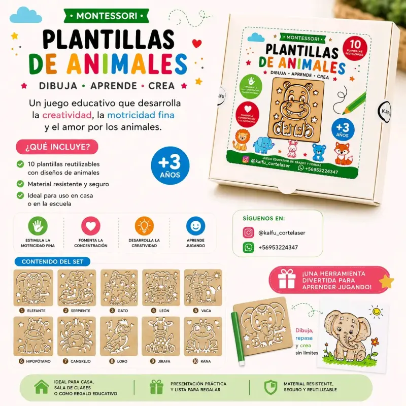 Plantillas Montessori de Animales Reutilizables - 4