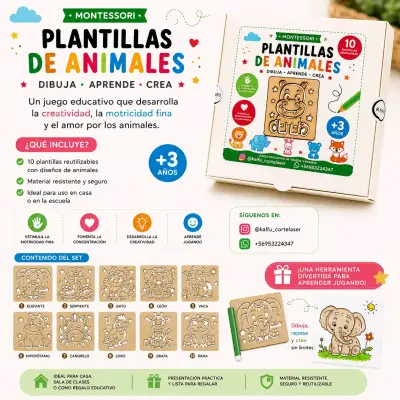 Plantillas Montessori de Animales Reutilizables - miniatura 4