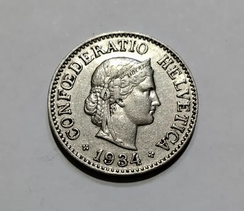Moneda suiza de 10 Rappen nickel 1934 - 3