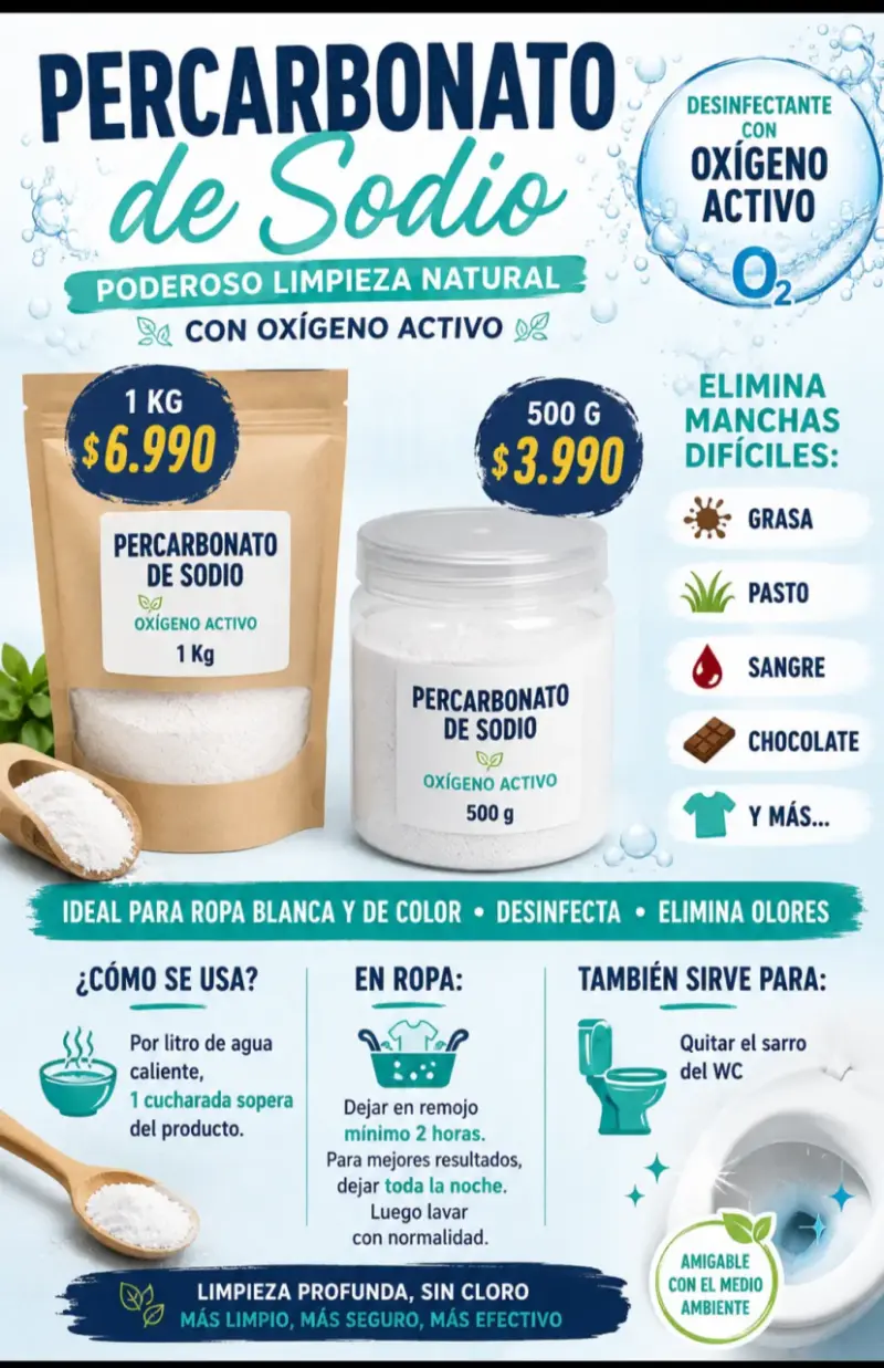 Percarbonato de sodio 1 kg limpieza natural