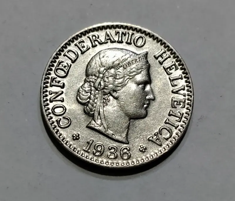 Moneda suiza de nickel 1936