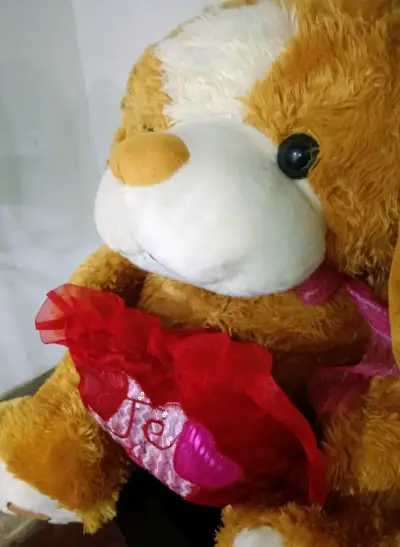 Peluche vintage grande perro con corazón "Te Amo" - miniatura 2