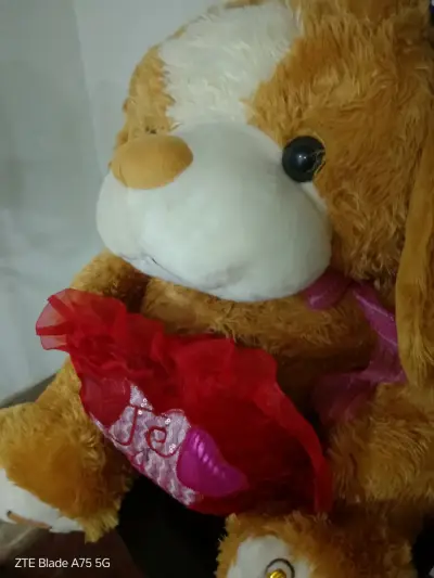 Peluche vintage grande perro con corazón "Te Amo" - miniatura 4