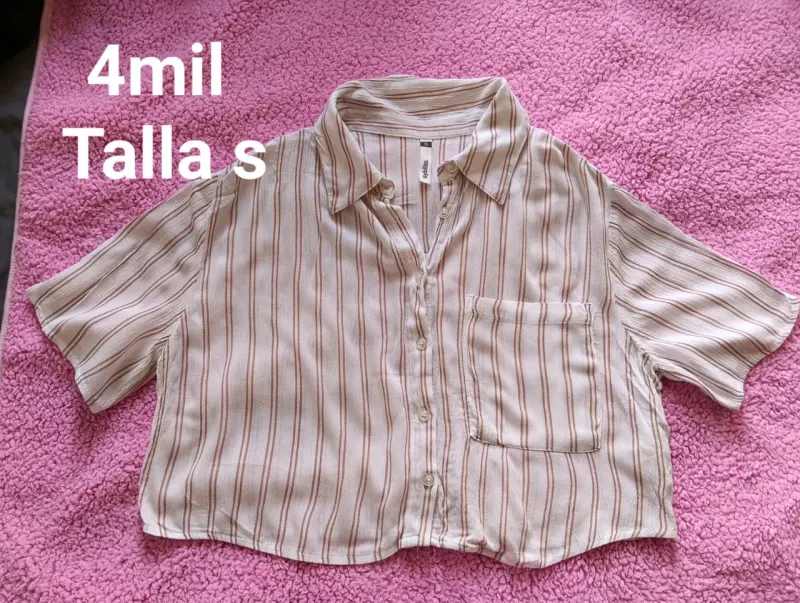 Camisa a rayas beige talla S