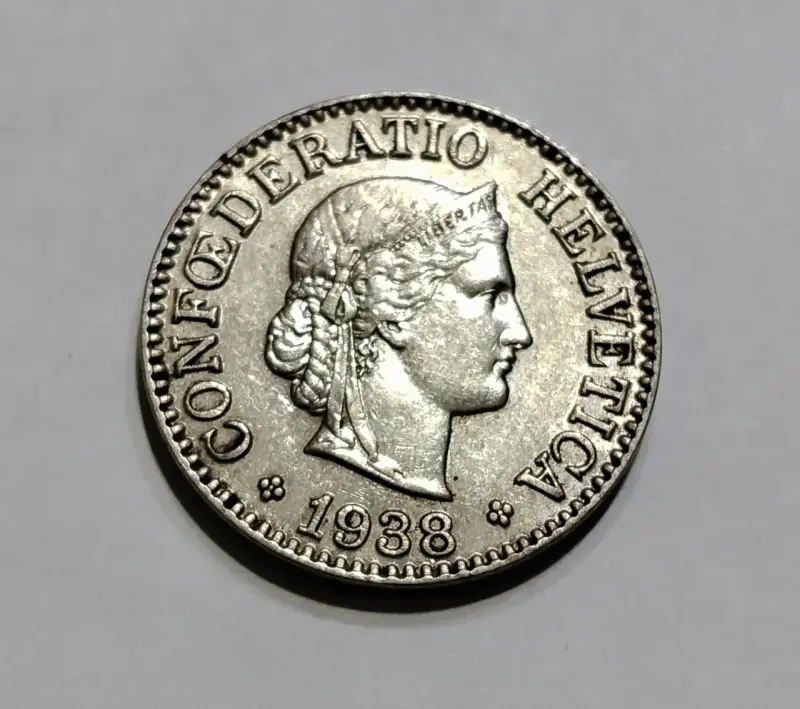 Moneda suiza de nickel 1938