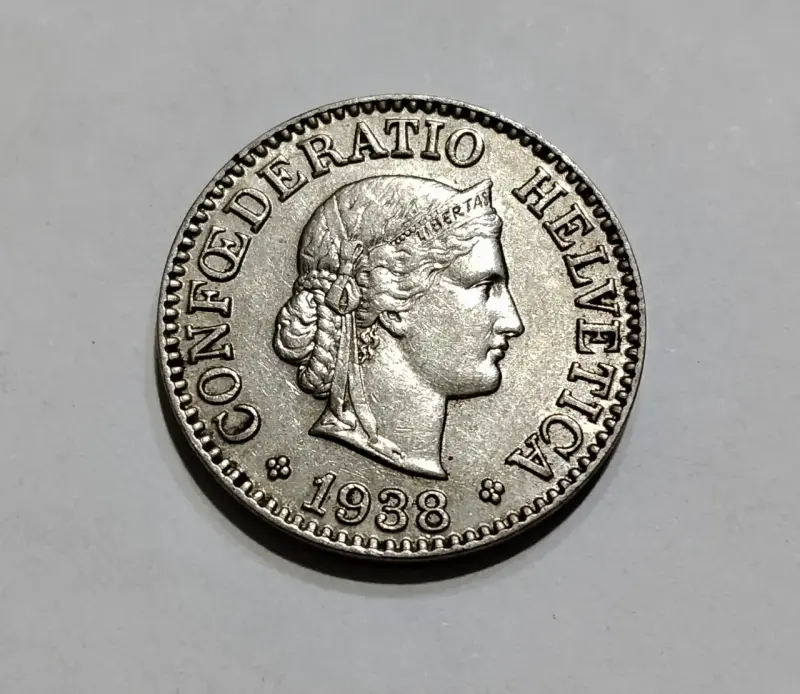 Moneda suiza de nickel 1938 - 2