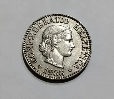 Moneda suiza de nickel 1938 - miniatura 2