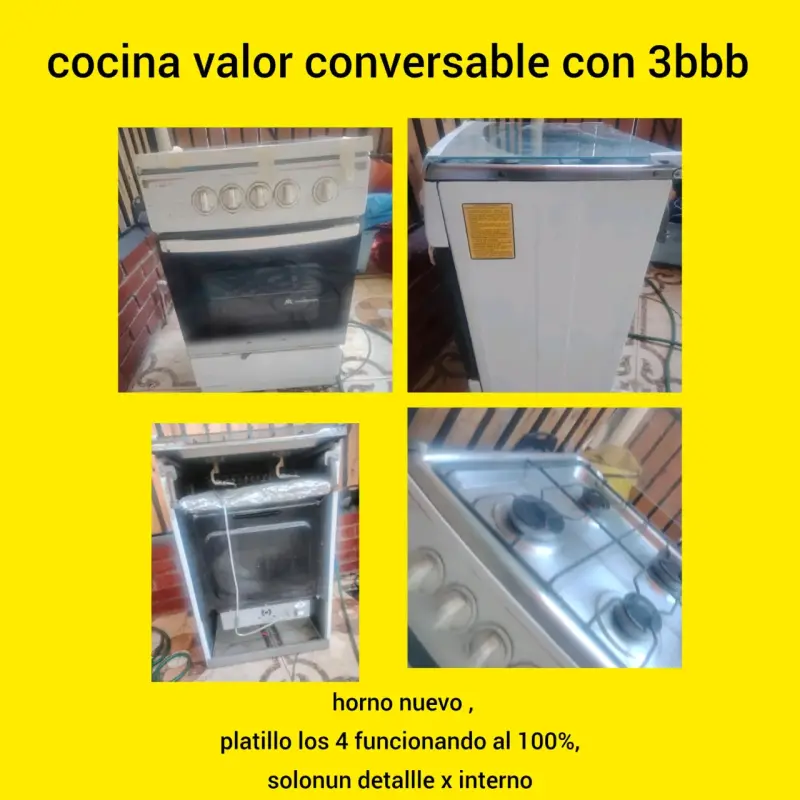 Cocina a gas con horno nuevo y 4 quemadores - 1