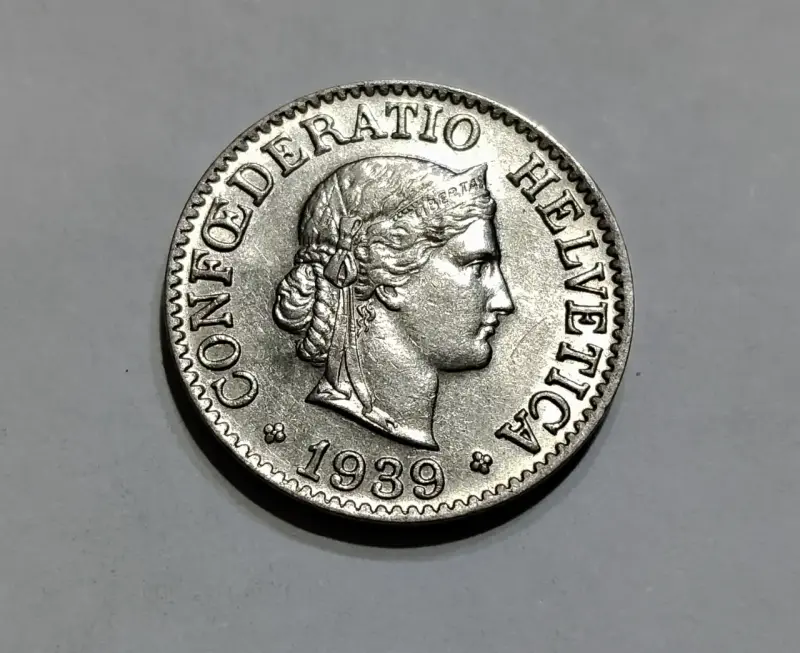 Moneda suiza de 1939 Confederatio Helvetica