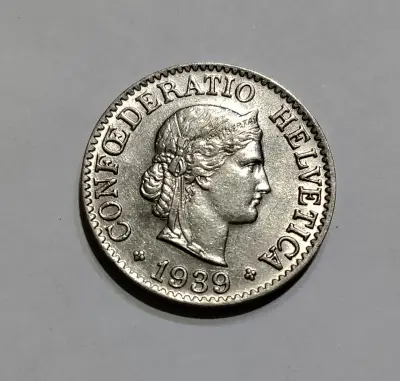 Moneda suiza de 1939 Confederatio Helvetica - miniatura 2