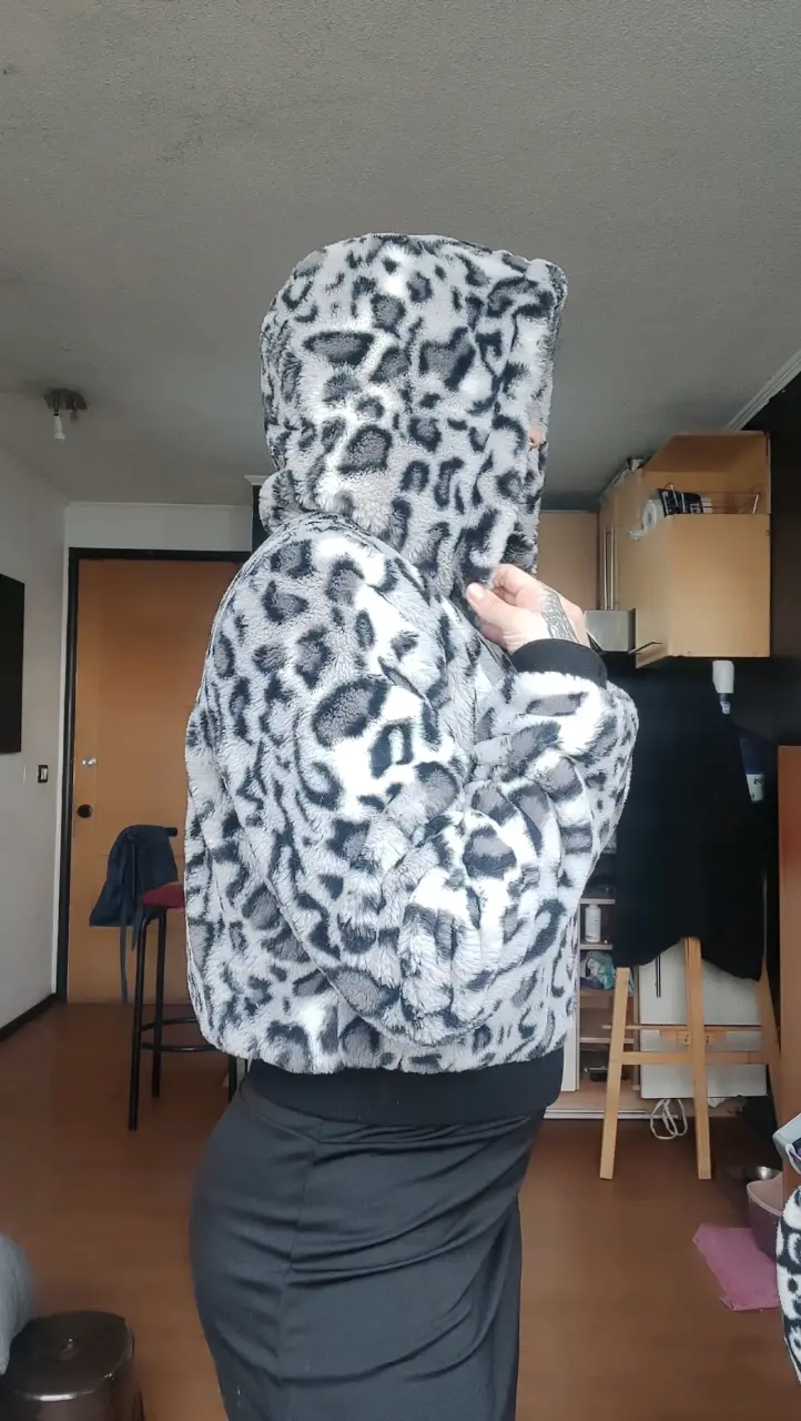 Chaqueta de peluche con capucha estampado animal - 2