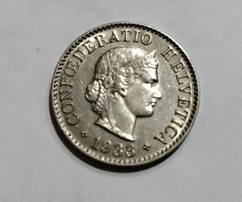 Moneda suiza de Nickel 1933 - 2